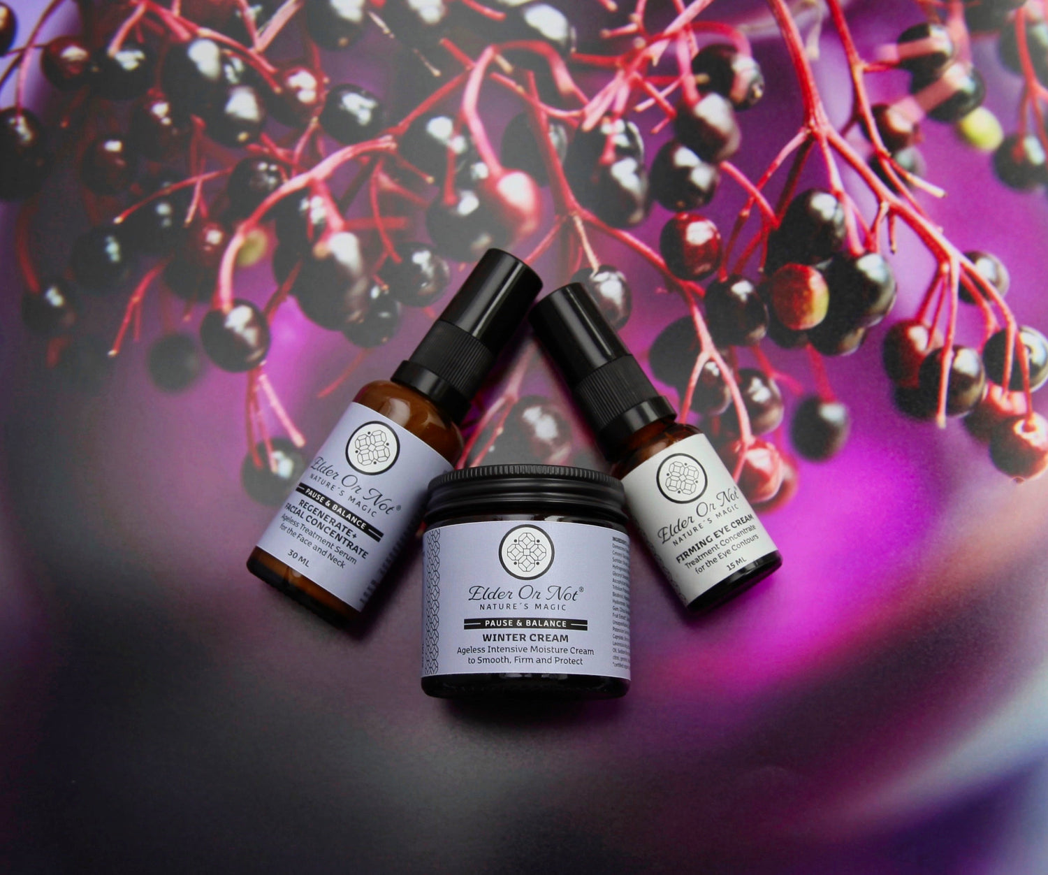 Elder Or Not Skincare Menopause and perimenopause Firming Eye Cream Regenerate Plus Facial Concentrate and winter cream