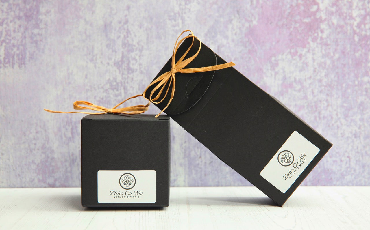 Gift Wrap for one individual product beautiful black gift box or a black pinch top pouch box
