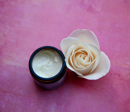 Menopause skincare Rose Renew Ageless Moisture Cream with beautiful rose